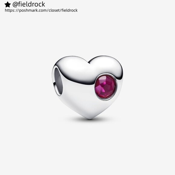 Pandora Engravable True Red Stone Heart Charm - Picture 1 of 6